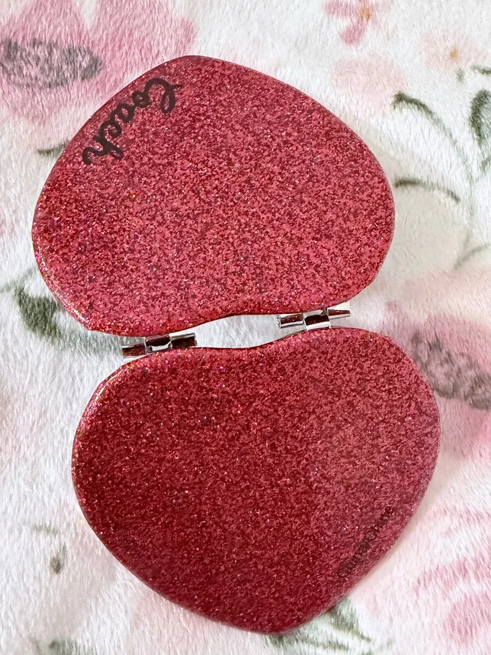 Coach Red Glitter Heart Double Mirror